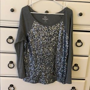 Size large gray sequin top from Old Navy!